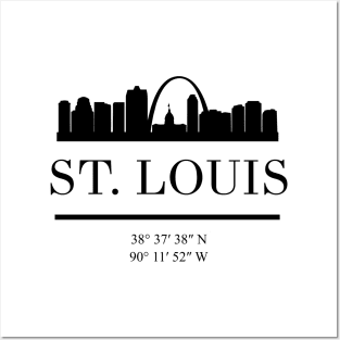 ST LOUIS MISSOURI BLACK SILHOUETTE SKYLINE ART Posters and Art